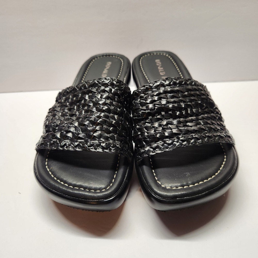 Donald Pliner HP-LINZEY Black Woven Wedge Slide Sandals Womens Size 6M